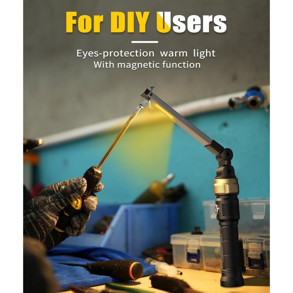 Rechaegeable Work Light, 5000mAh Magnetic flashlight with 360° Rotate Foldable D - Picture 6 of 6